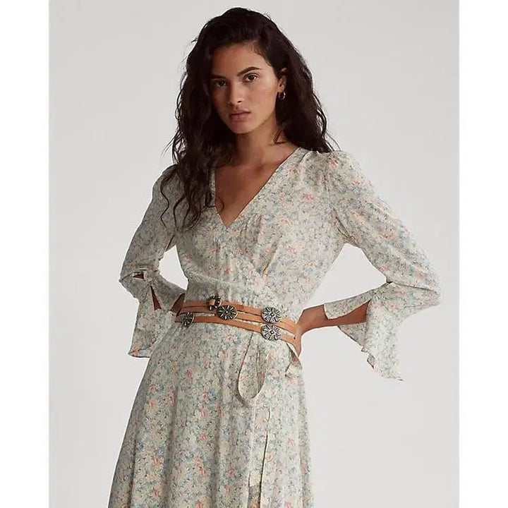 [BUNJANG] Polo Ralph Lauren Floral Wrap Long Dress / 폴로랄프로렌 플라워 랩 롱원피스