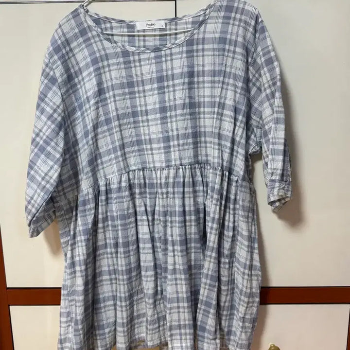 [BUNJANG] Lomistory Check Pattern Plus Size Short Sleeve Blouse / 로미스토리 체크 빅사이즈 반팔 블라우스 팝니다 :-)