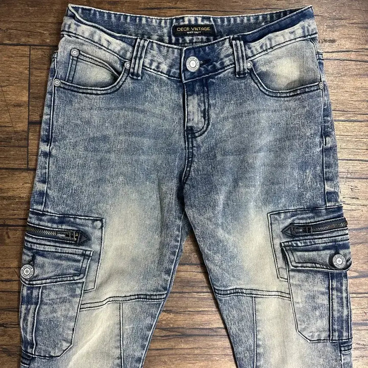 [BUNJANG] CECR VINTAGE Washed Cargo Biker Jeans - Size 28 / CECR VINTAGE 워싱 카고 청바지 28사이즈 빈티지 바이커진