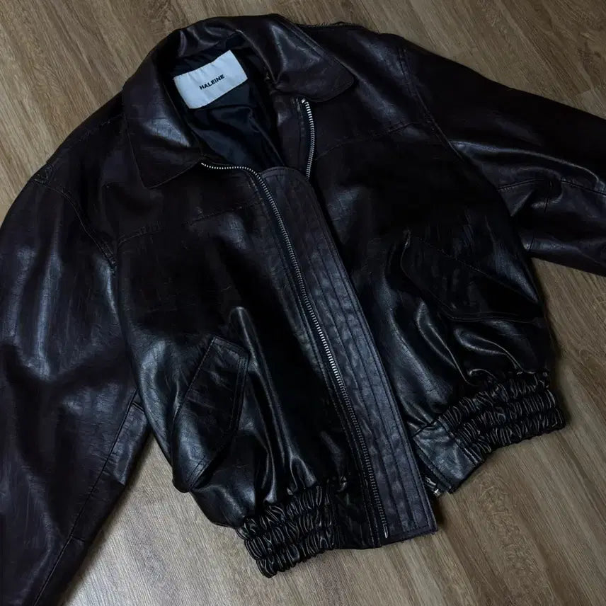 [BUNJANG] Allenne Dark Brown Leather Jacket Size 1 / 알렌느 다크브라운 레더자켓 1사이즈