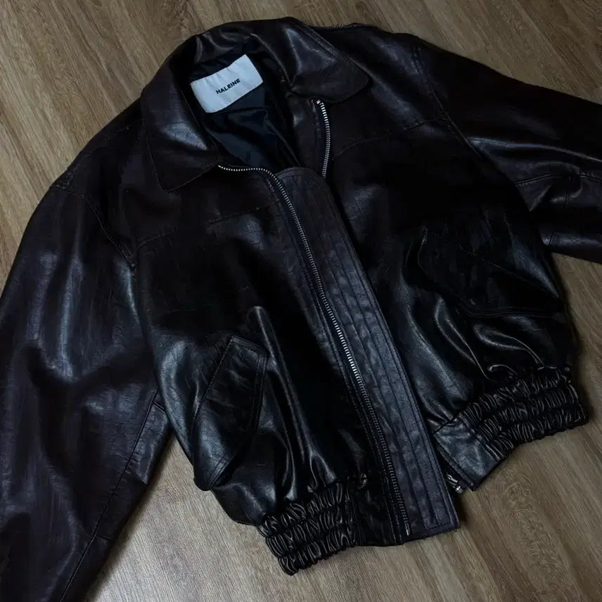 [BUNJANG] Allenne Dark Brown Leather Jacket Size 1 / 알렌느 다크브라운 레더자켓 1사이즈