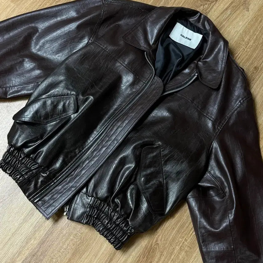 [BUNJANG] Allenne Dark Brown Leather Jacket Size 1 / 알렌느 다크브라운 레더자켓 1사이즈