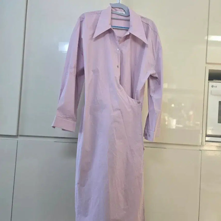 [BUNJANG] Cut-out Shirt Dress Pink / 컷아웃 셔츠 원피스 핑크