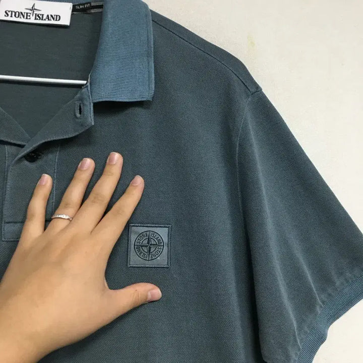 [BUNJANG] Stone Island Washed Polo T-Shirt L / 스톤아일랜드 정품 워시드 폴로 티셔츠 L