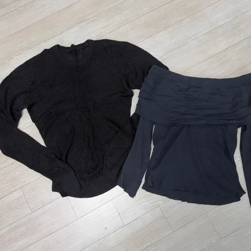 [BUNJANG] Zara Long Sleeve Top Bundle (Mesh / Off-Shoulder) - L / (L)자라 티 2개 (그물긴팔티/오프숄더긴팔티)