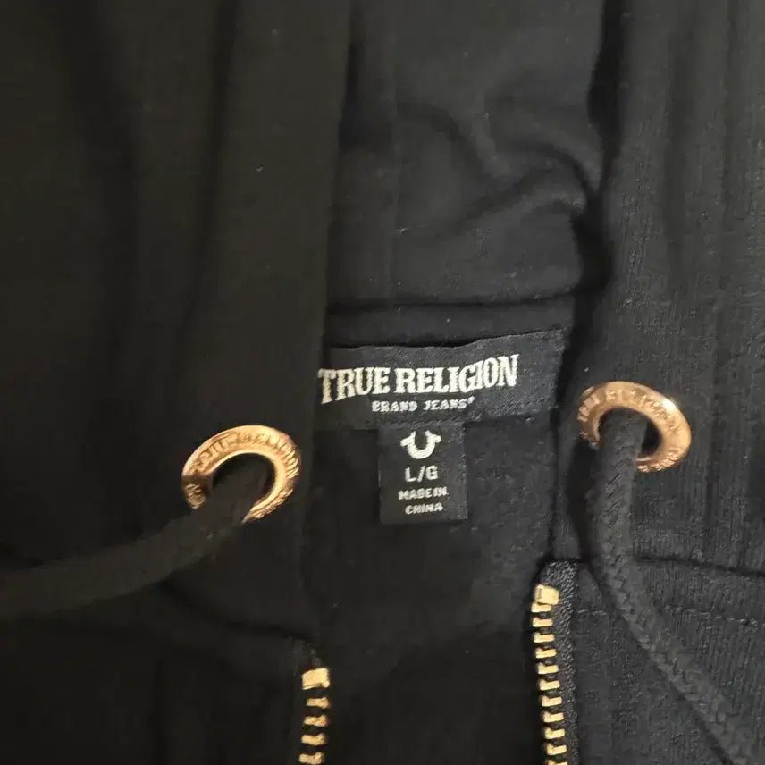[BUNJANG] True Religion Horseshoe Logo Zip-Up Hoodie Black (L) / L 트루릴리전 홀슈 로고 후드 집업 블랙