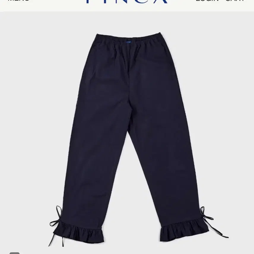[BUNJANG] FINCA Navy Frill String Pants Size 1 / FINCA 네이비 프릴 끈 바지 1사이즈