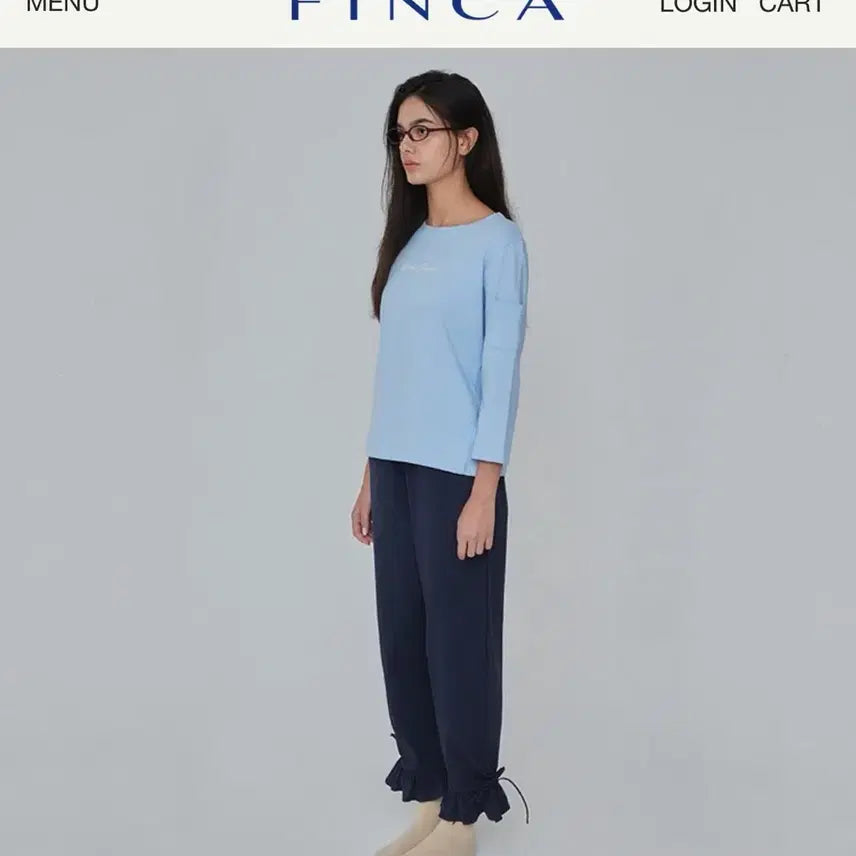[BUNJANG] FINCA Navy Frill String Pants Size 1 / FINCA 네이비 프릴 끈 바지 1사이즈