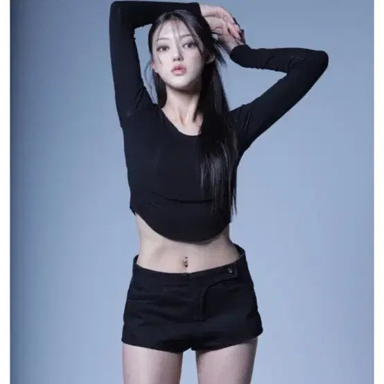 [BUNJANG] Deep In Blue Curved Shorts Black / 딥인블루 커브드 쇼츠 블랙