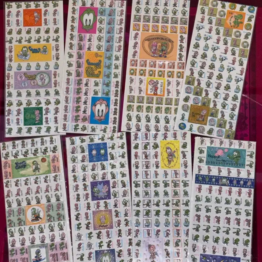 [BUNJANG] 8-Sheet Set Vintage Glitter Dragon Stickers for Diary Deco / [8장 일괄 세트] 고전문구 다꾸 다이어리 반짝이 용가리 스티커