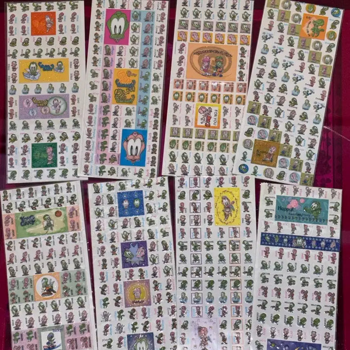 [BUNJANG] 8-Sheet Set Vintage Glitter Dragon Stickers for Diary Deco / [8장 일괄 세트] 고전문구 다꾸 다이어리 반짝이 용가리 스티커
