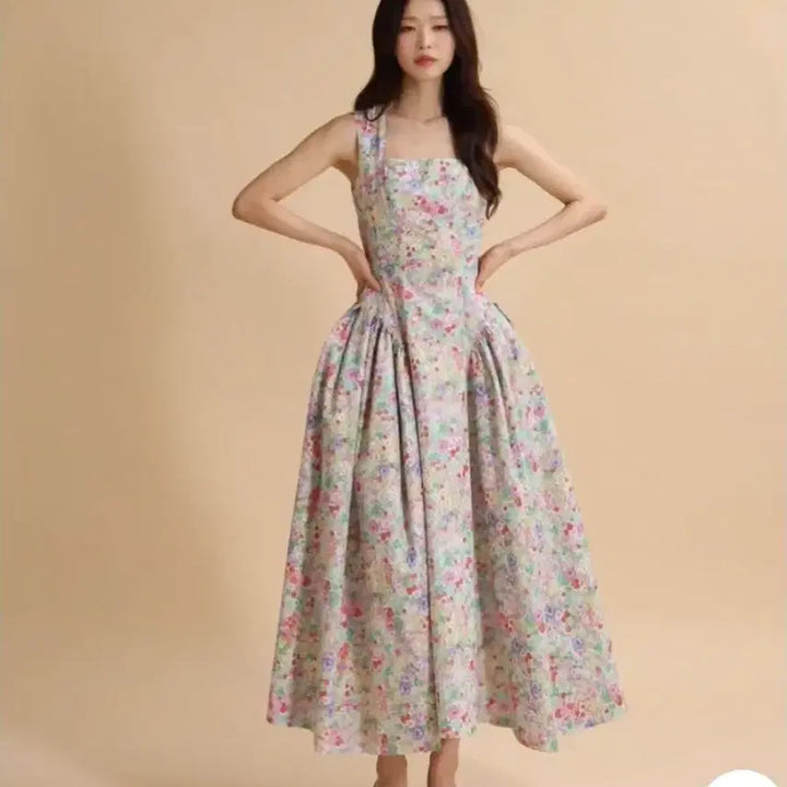 [BUNJANG] Floral Party Dress (Size M Equivalent) / 이사급처 연예인협찬 플로랄 원피스 마른 66 파티복 원피스