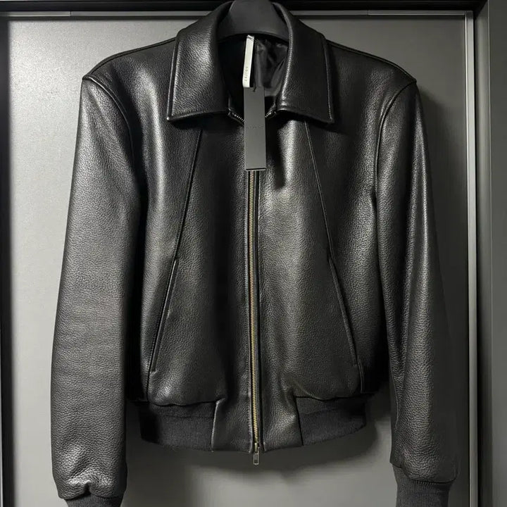 [BUNJANG] Noir Goat Shrunken Leather Blouson Jacket Black (48) / 노이어 고트 슈렁큰 레더 블루종 자켓 블랙 (48)