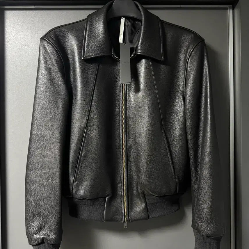 [BUNJANG] Noir Goat Shrunken Leather Blouson Jacket Black (48) / 노이어 고트 슈렁큰 레더 블루종 자켓 블랙 (48)