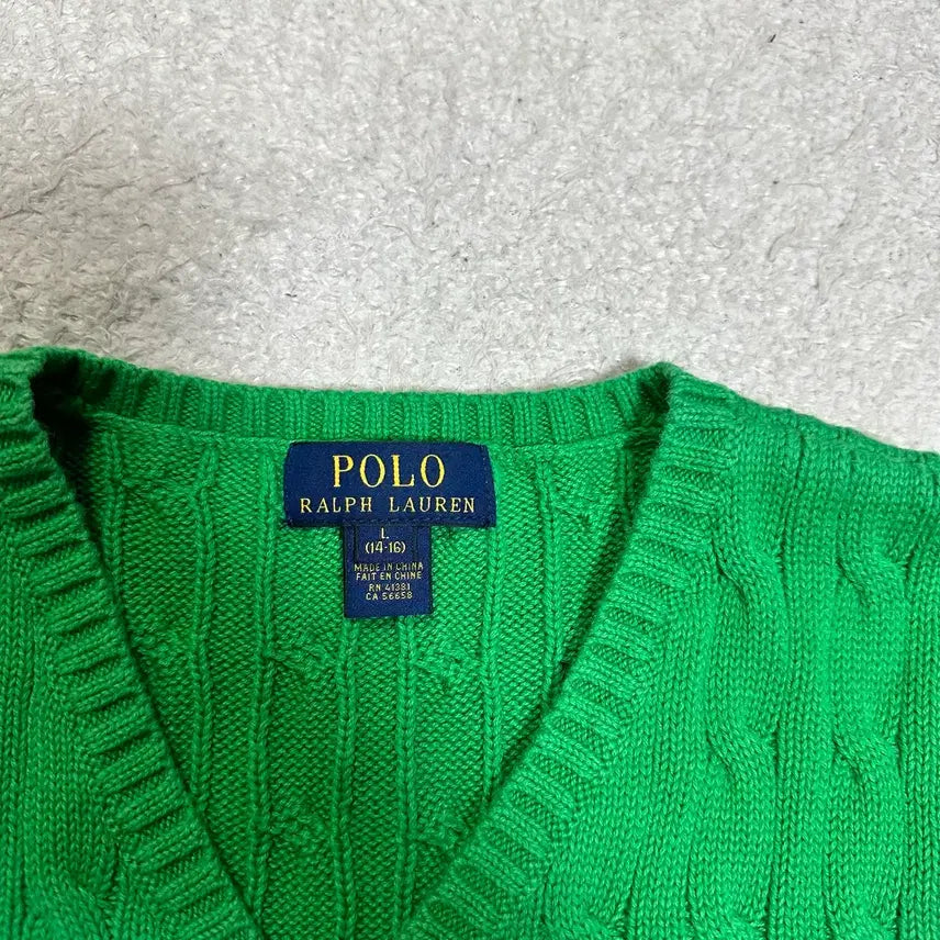 [BUNJANG] Polo Ralph Lauren Green Cable Knit Vest Women&