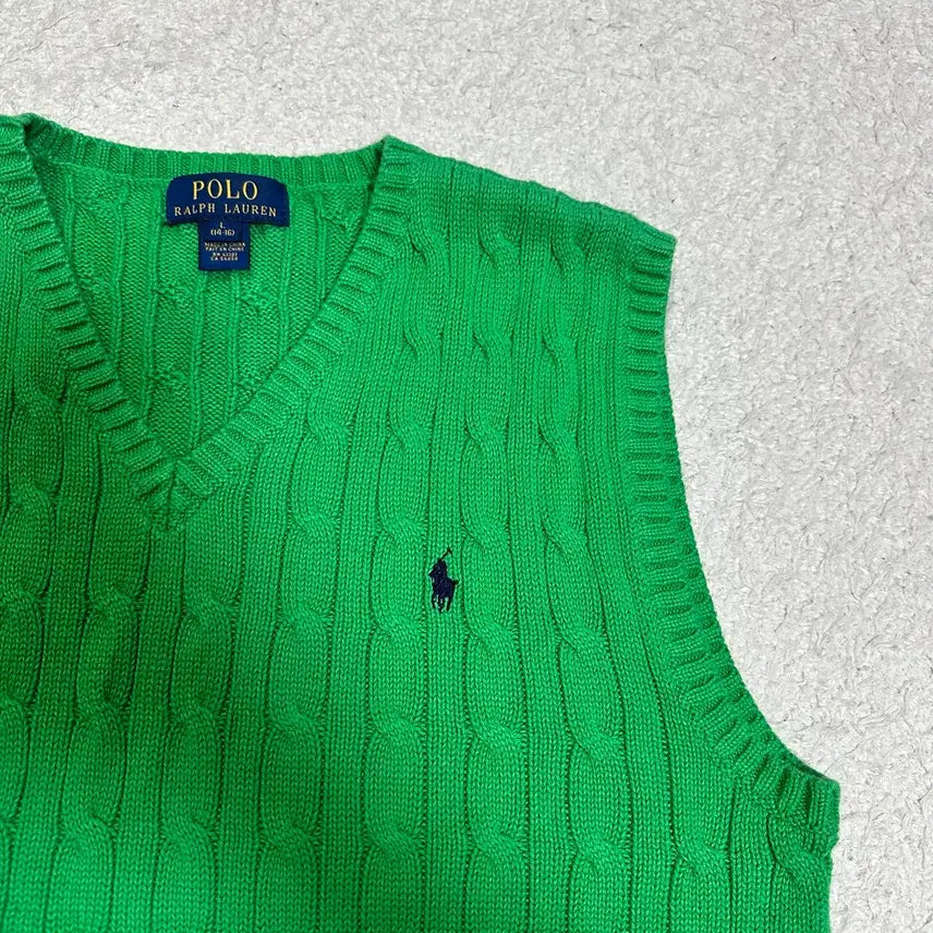 [BUNJANG] Polo Ralph Lauren Green Cable Knit Vest Women&