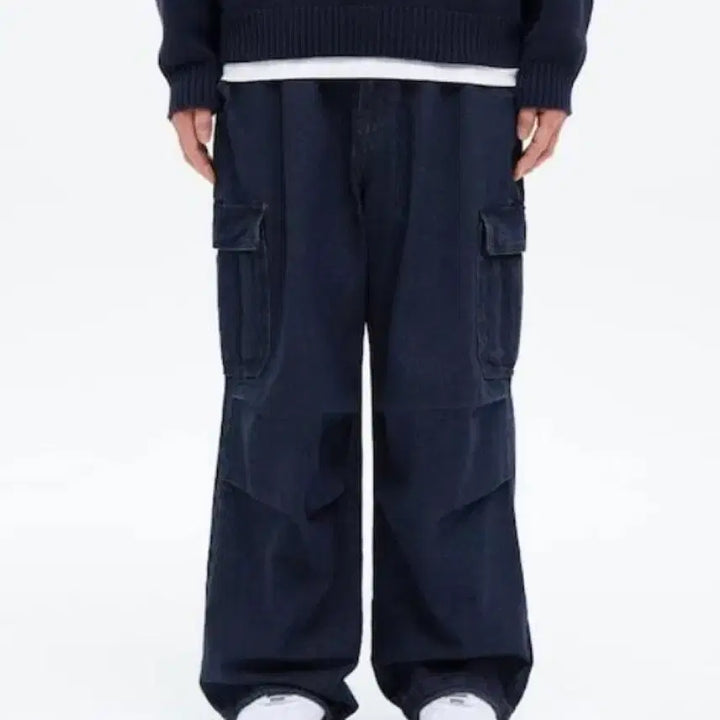 [BUNJANG] 8 Seconds Wide Banding Cargo Parachute Denim Pants XL / 에잇세컨즈 와이드 밴딩카고 파라슈트 데님팬츠 XL 새상품