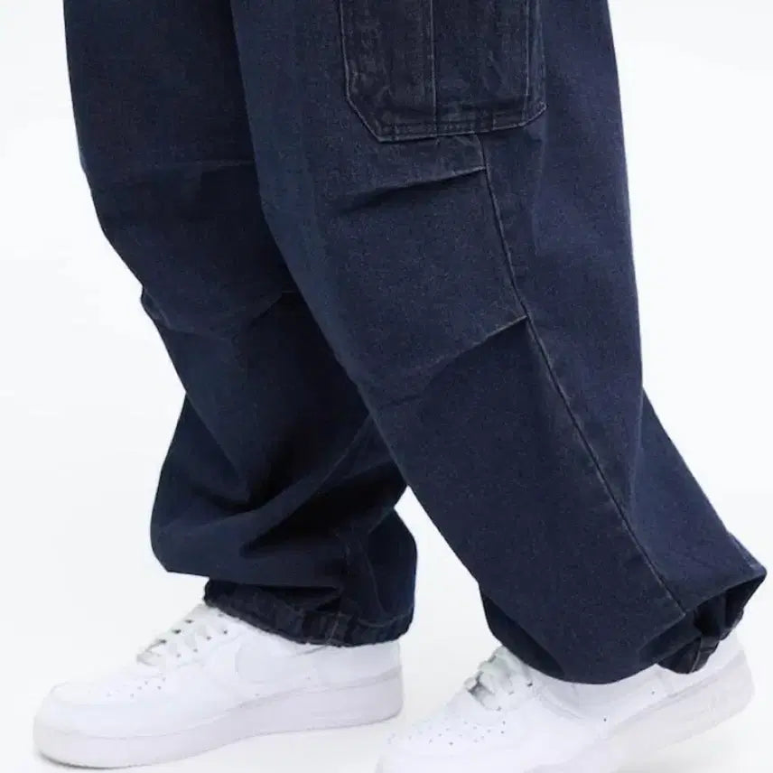 [BUNJANG] 8 Seconds Wide Banding Cargo Parachute Denim Pants XL / 에잇세컨즈 와이드 밴딩카고 파라슈트 데님팬츠 XL 새상품