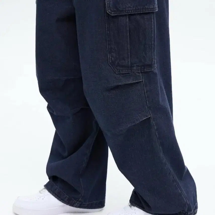 [BUNJANG] 8 Seconds Wide Banding Cargo Parachute Denim Pants XL / 에잇세컨즈 와이드 밴딩카고 파라슈트 데님팬츠 XL 새상품
