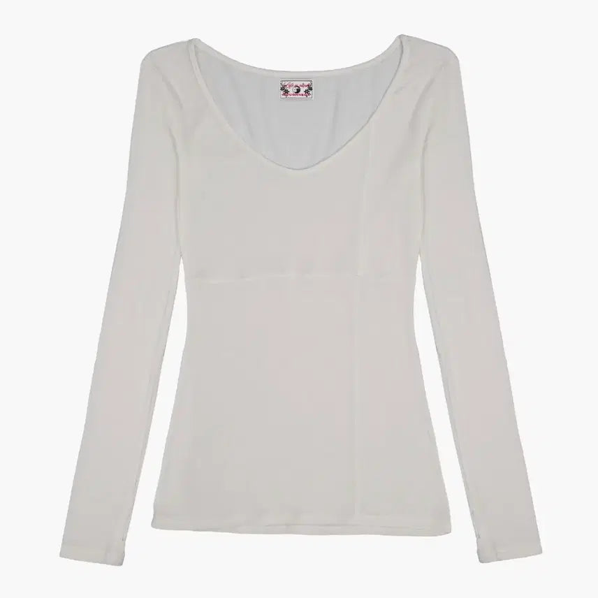 [BUNJANG] Crossline Slim Top - White, Size M / (새상품) 러프넥 크로스라인 슬림 탑 화이트 M