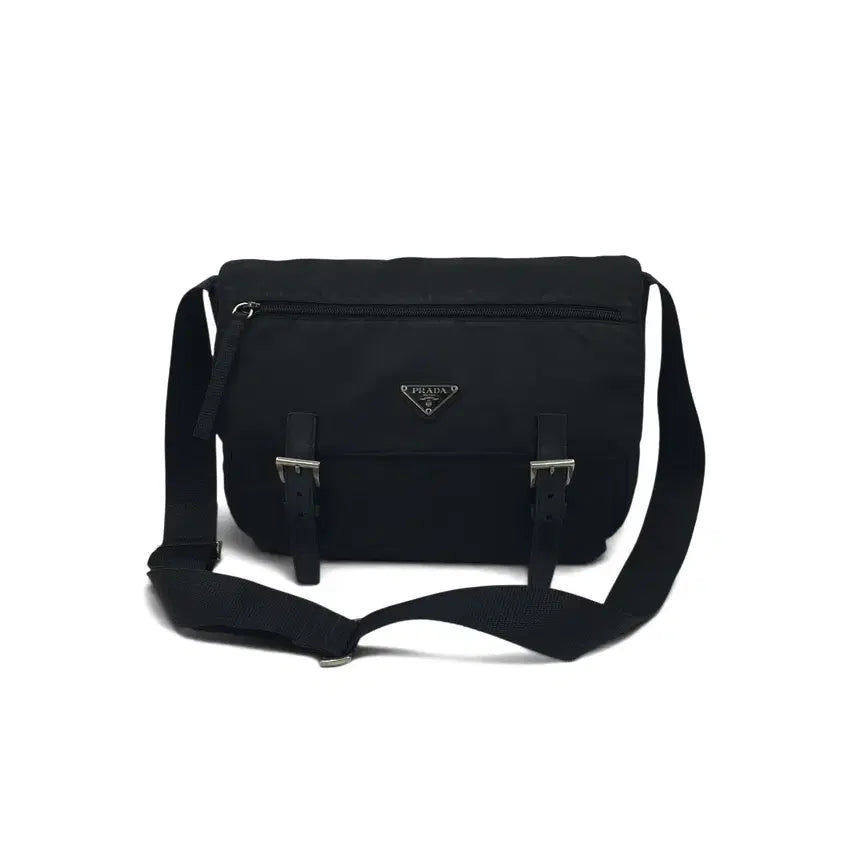 [BUNJANG] Prada Re-Nylon Two Buckle Black Messenger Bag / 프라다 리나일론 투버클 블랙 메신저백 크로스백 숄더백 B6671