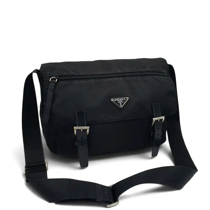 [BUNJANG] Prada Re-Nylon Two Buckle Black Messenger Bag / 프라다 리나일론 투버클 블랙 메신저백 크로스백 숄더백 B6671