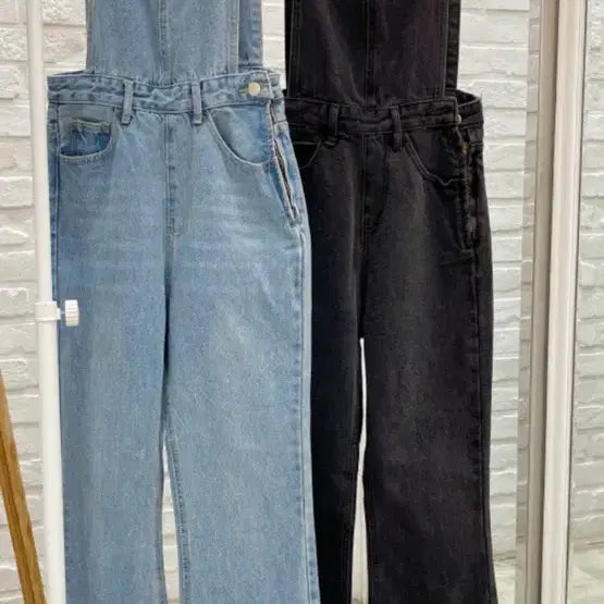 [BUNJANG] Black Denim Bell-Bottom Overalls Pants M Size / 부츠컷 데님 흑청 멜빵 팬츠