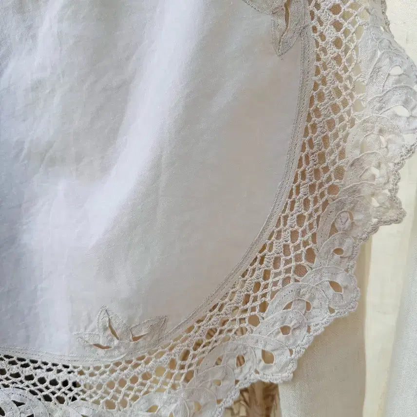 [BUNJANG] Vintage Button Lace Round Tablecloth / 빈티지 베튼 레이스 원형