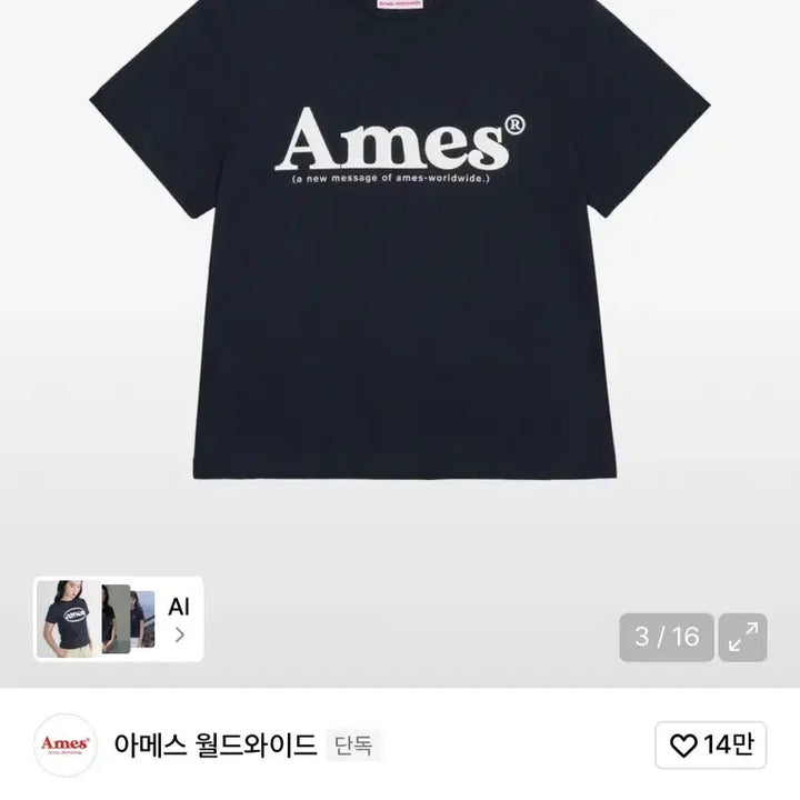[BUNJANG] AMESS Basic Logo T-shirt Navy / 새상품) 아메스 반팔티 (베이직 로고 티셔츠 네이비)