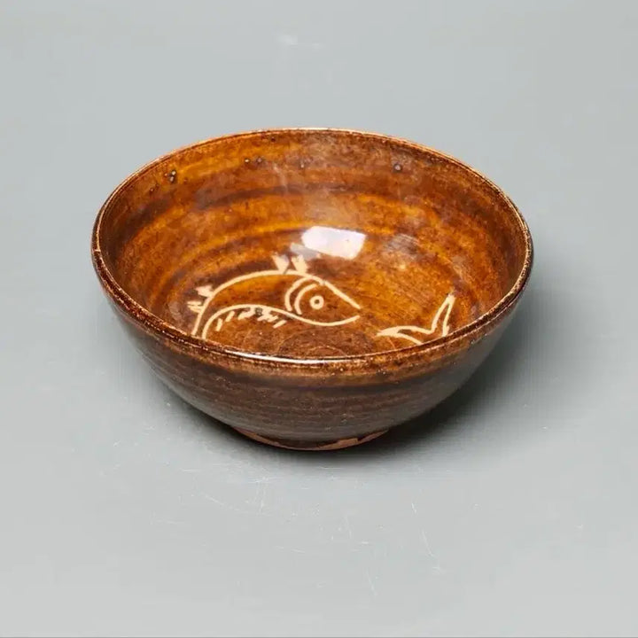 [BUNJANG] Yuan Dynasty Celadon Glazed Twin Fish Decorated Tea Bowl / 원대 원나라 미황유 쌍어문 찻잔 다완 출토품(진품)
