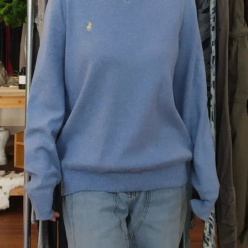 [BUNJANG] Polo Ralph Lauren Embroidered Pony Cotton Knit Sweater / 폴로 랄프로렌 포니 자수 코튼 니트 스웨터