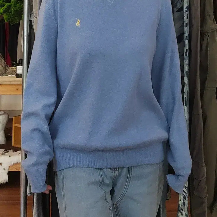 [BUNJANG] Polo Ralph Lauren Embroidered Pony Cotton Knit Sweater / 폴로 랄프로렌 포니 자수 코튼 니트 스웨터