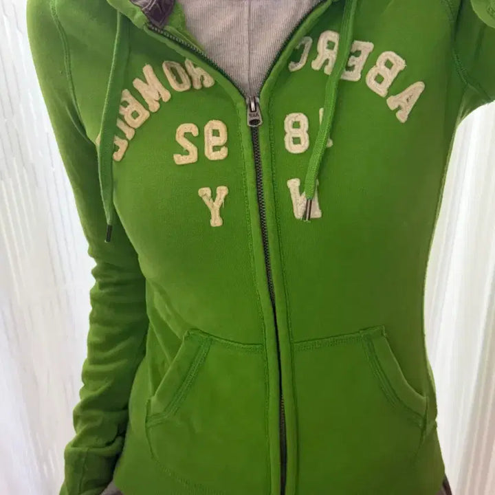 [BUNJANG] Abercrombie Green Hoodie Zip-up S / 유일매물 아베크롬비 그린색 후드집업 S