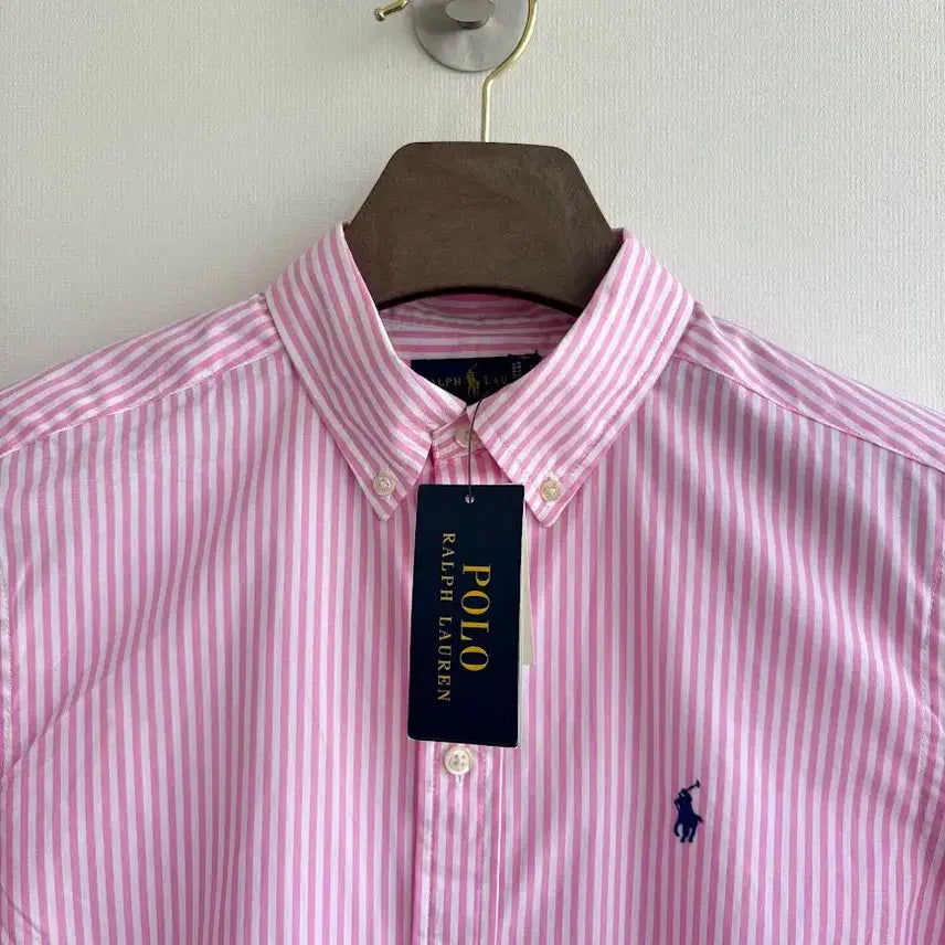 [BUNJANG] Polo Pink Stripe Shirt / 폴로 핑크 스트라이프 새상품