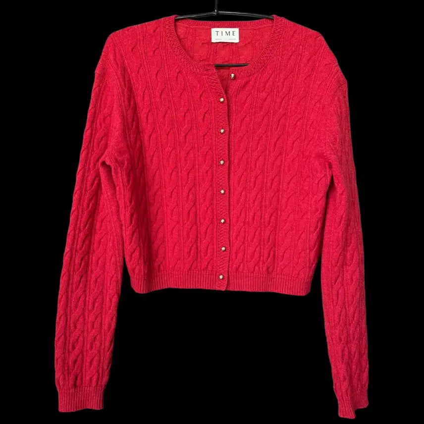 [BUNJANG] TIME Cashmere 100% Red Cardigan / 타임 레드가디건 캐시미어100