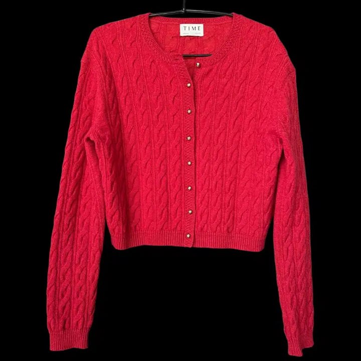 [BUNJANG] TIME Cashmere 100% Red Cardigan / 타임 레드가디건 캐시미어100