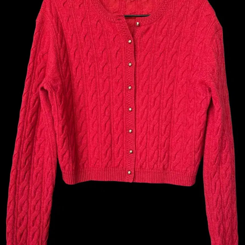 [BUNJANG] TIME Cashmere 100% Red Cardigan / 타임 레드가디건 캐시미어100