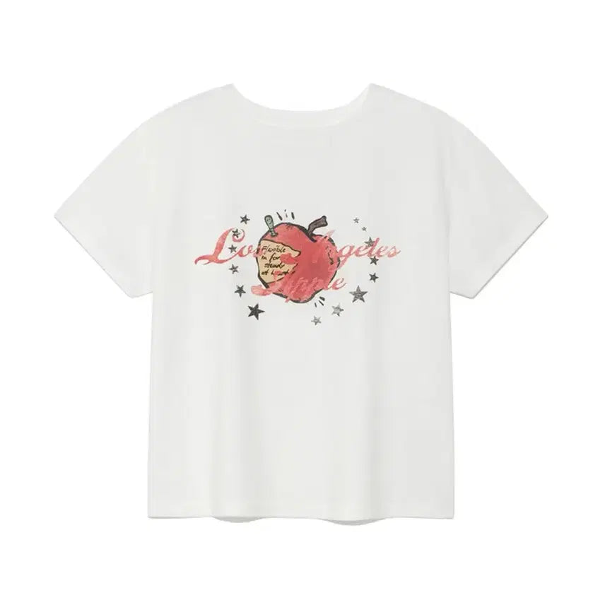 [BUNJANG] GLOWNY Apple Graphic T-Shirt White M / 글로니 애플 그래픽 티 화이트 M