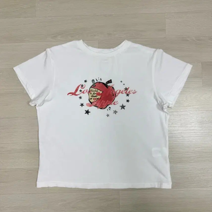 [BUNJANG] GLOWNY Apple Graphic T-Shirt White M / 글로니 애플 그래픽 티 화이트 M
