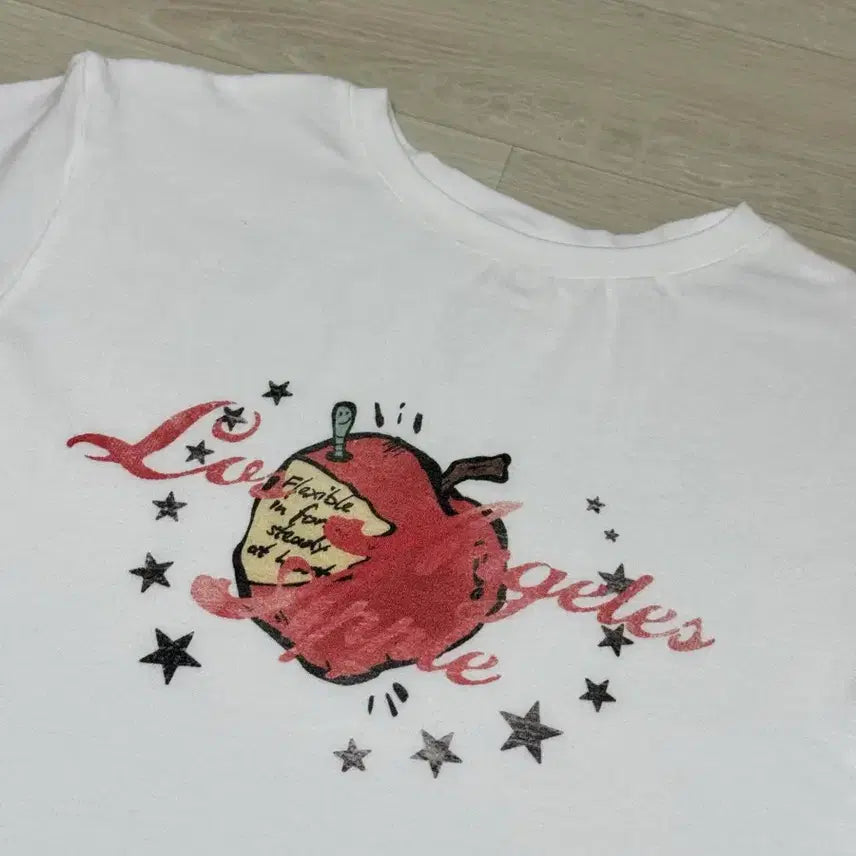 [BUNJANG] GLOWNY Apple Graphic T-Shirt White M / 글로니 애플 그래픽 티 화이트 M