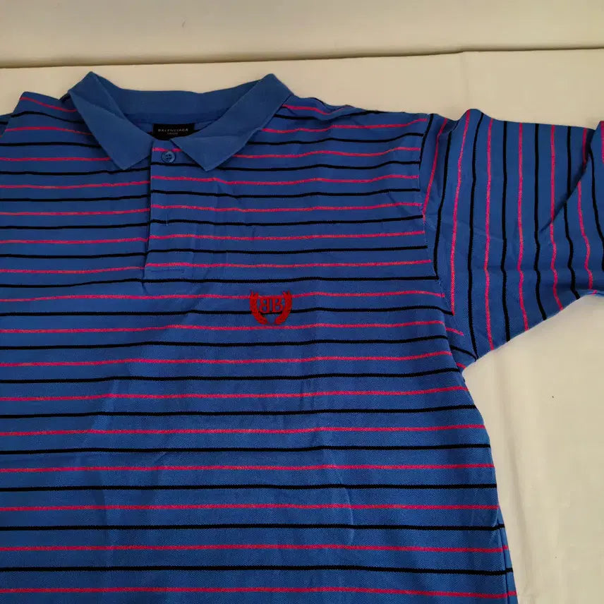 [BUNJANG] Balenciaga Striped Short Sleeve Polo T-Shirt / 발렌시아가 스트라이프 반팔티 티셔츠 카라티