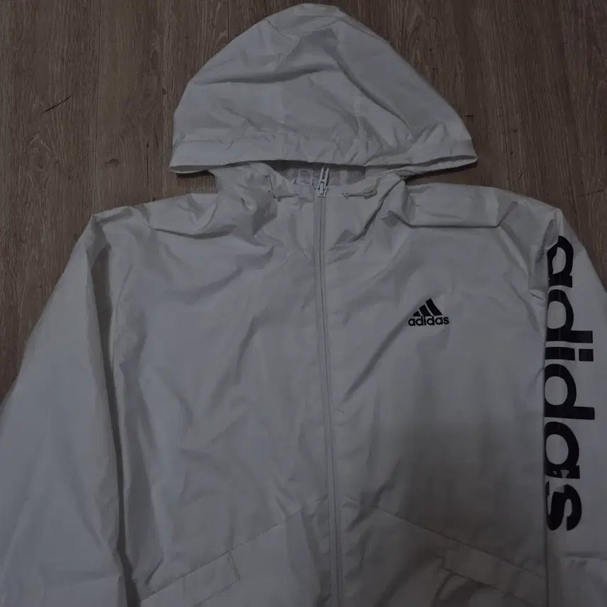 [BUNJANG] Adidas Old School Big Spell Logo Hooded Windbreaker Jacket S (90) / 아다다스 올드스쿨 사이드 빅 스펠 로고 후드 바람막이 자켓 S(90)