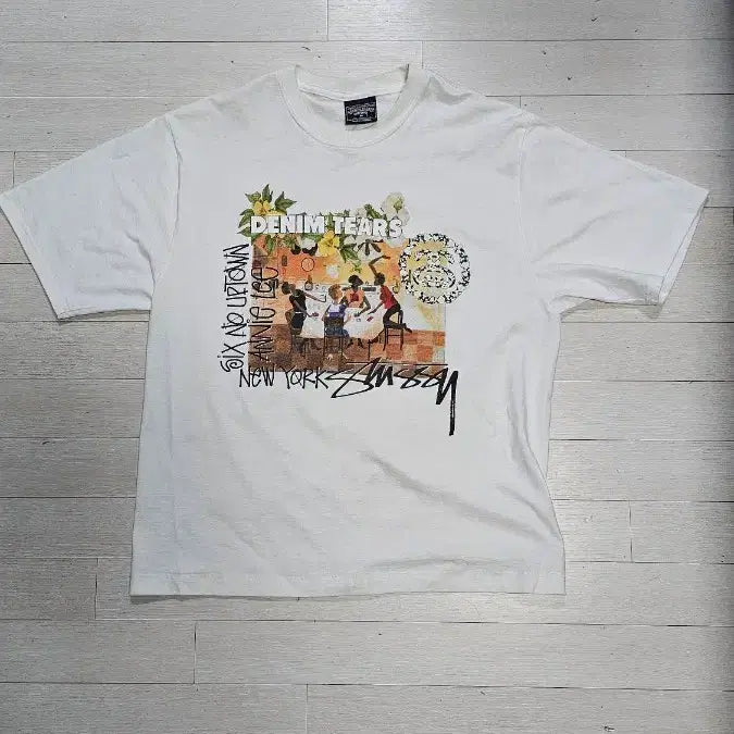 [BUNJANG] Stussy x Denim Tears Graphic T-Shirt M / 스투시 X 데님 티어스 반팔티셔츠 M