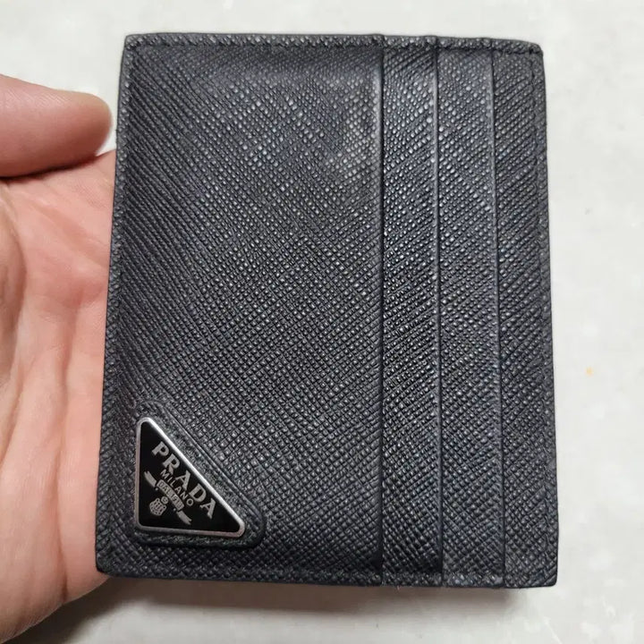 [BUNJANG] Prada Black Saffiano Leather Triangolo Card Holder / 정품 프라다 삼각로고 블랙 사피아노 카드지갑