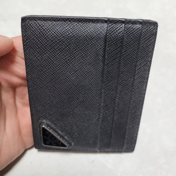 [BUNJANG] Prada Black Saffiano Leather Triangolo Card Holder / 정품 프라다 삼각로고 블랙 사피아노 카드지갑