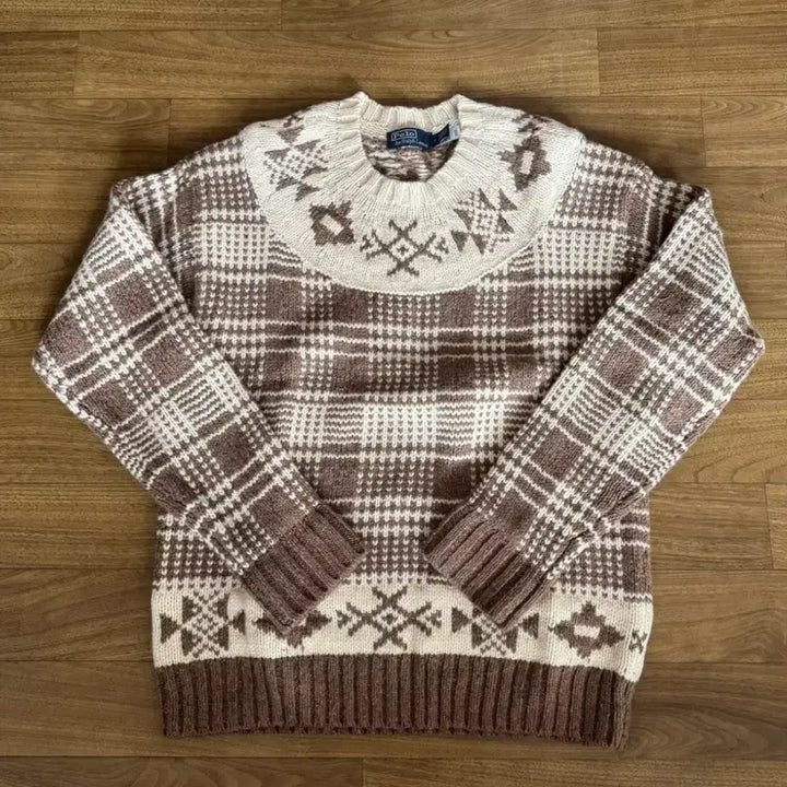 [BUNJANG] Polo Ralph Lauren Plaid Wool Linen Blend Sweater - Brown Multi / 폴로 플래드 울 리넨 혼방 스웨터 브라운 멀티 M
