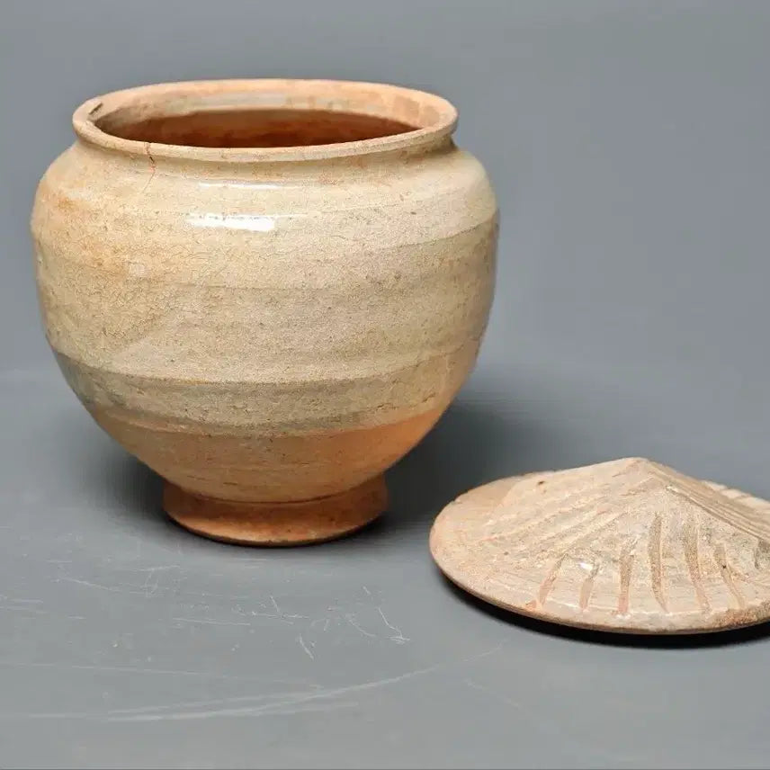 [BUNJANG] Northern Song Dynasty Celadon Porcelain Incised Line Pattern Covered Jar Genuine Excavated Chinese Ceramic / 북송 송나라 백자 각선문 개관 출토 진품 중국도자기