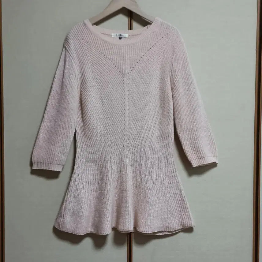 [BUNJANG] LAP Pink 7-Sleeve Knit T-Shirt / LAP 핑크 7부 니트티 M