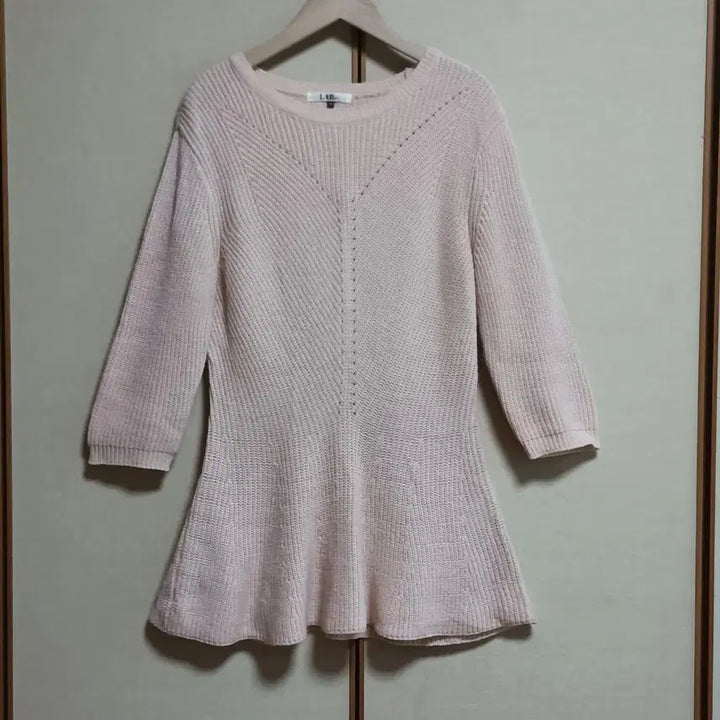 [BUNJANG] LAP Pink 7-Sleeve Knit T-Shirt / LAP 핑크 7부 니트티 M