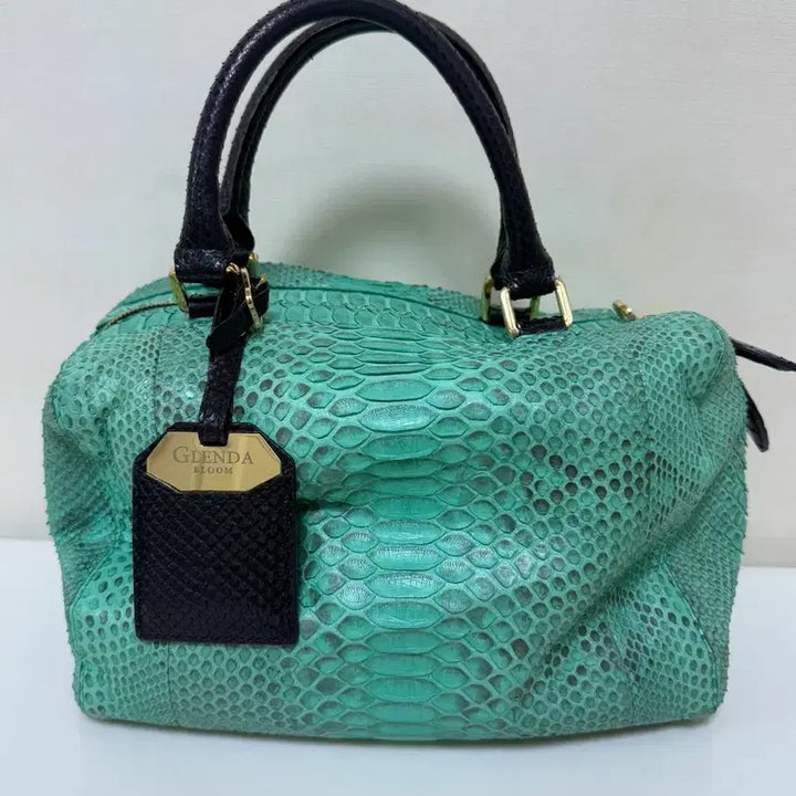 [BUNJANG] Glenda Bloom Mint Python Leather Tote Bag (Includes Dust Bag) / GLENDA BLOOM 민트색 뱀피 토트백(더스트백 포함)
